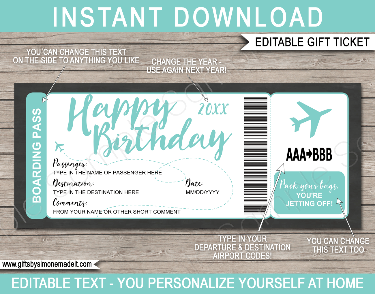 CRUISE TICKET BIRTHDAY Gift, Surprise Trip Ticket, Editable Cruise Ticket,  Printable Ticket, Boarding Pass, Vacation Ticket, Travel Ticket 