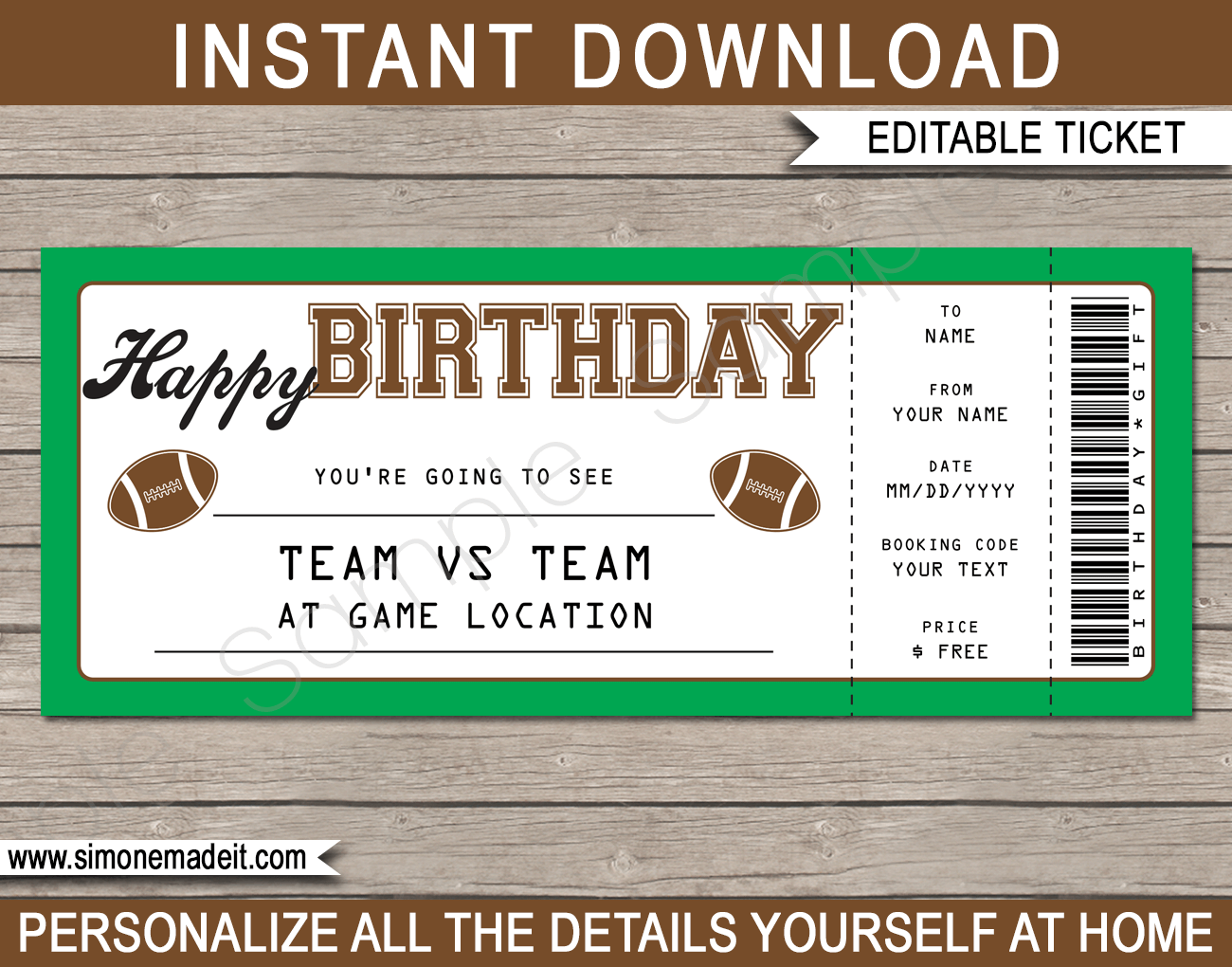 Baseball Game Surprise Gift Ticket Surprise Ticket to the -   Football  template, Surprise gifts, Baseball birthday party invitations