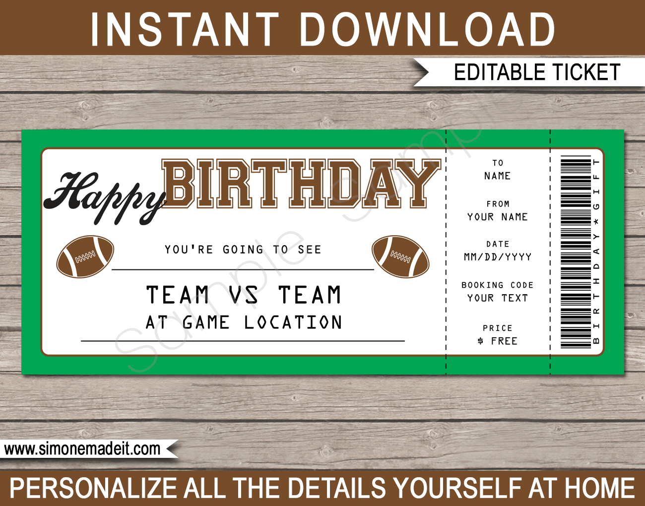 football ticket template