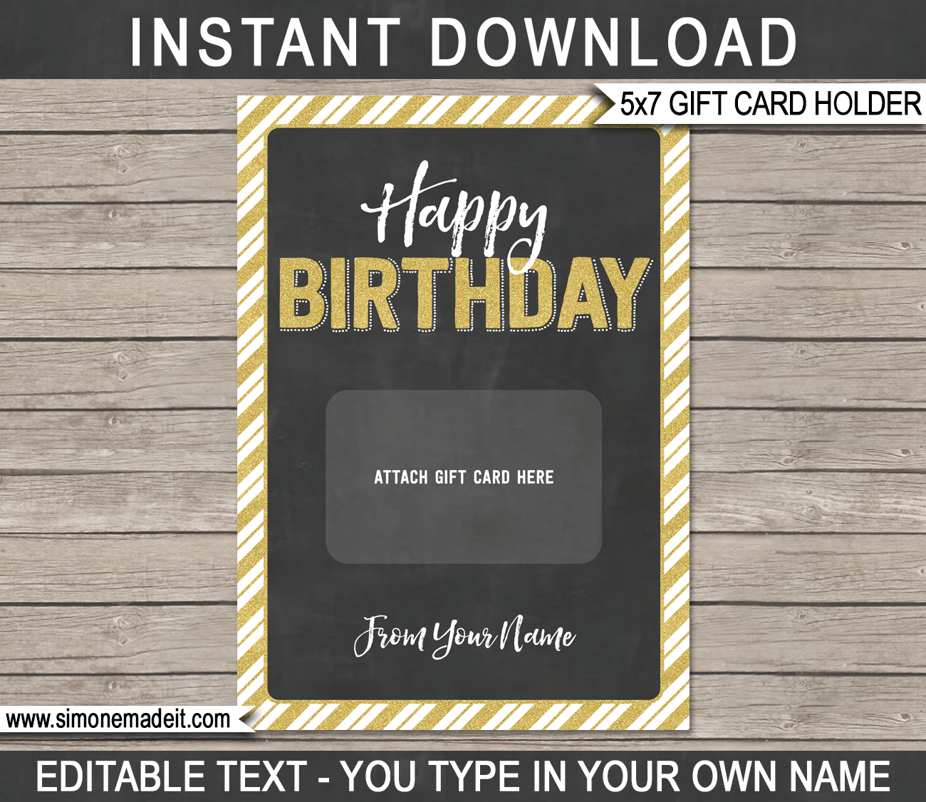 5x7 Instant Download Jpg Png PDF Print at Home Birthday Card 