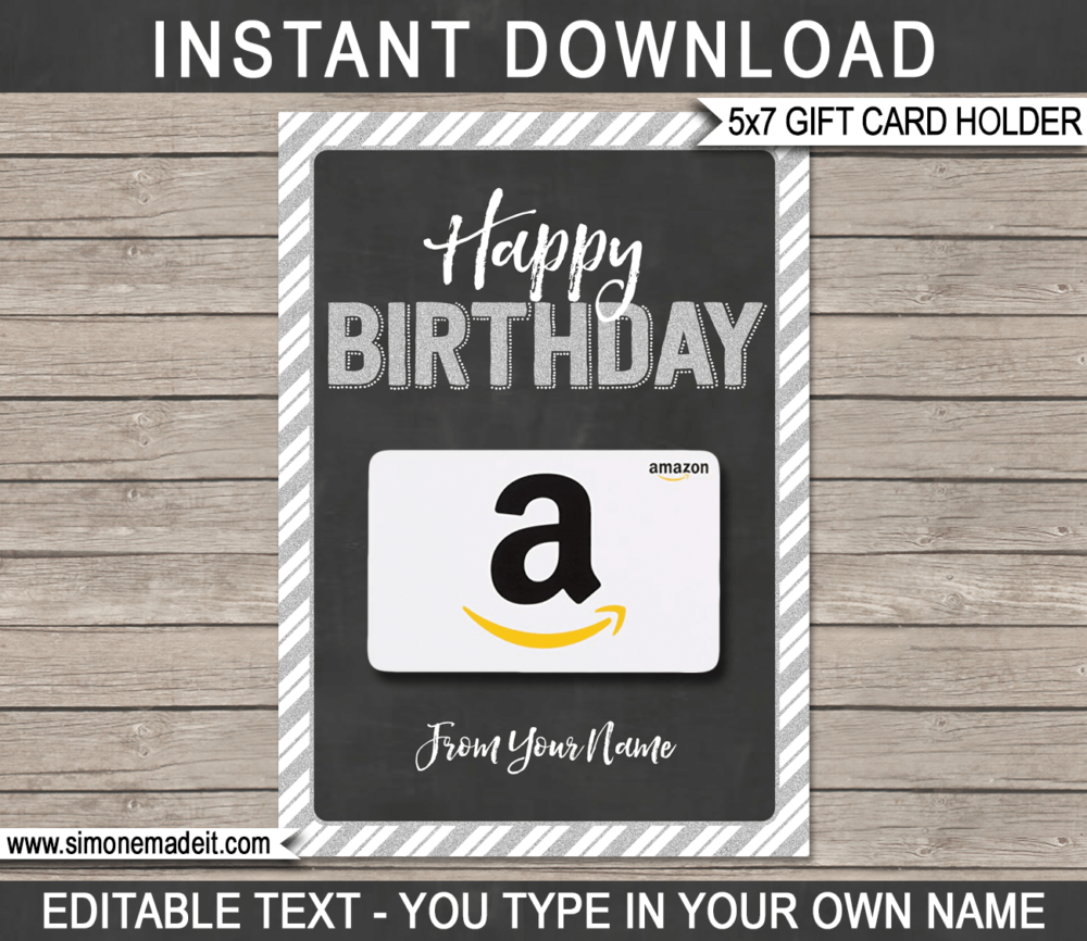 Printable Birthday Gift Card Holder Template for Birthday gift cards | Last minute birthday gift | Starbucks, Amazon, Target, Walmart, Visa | DIY Editable & Printable Template | Instant Download via giftsbysimonemadeit.com