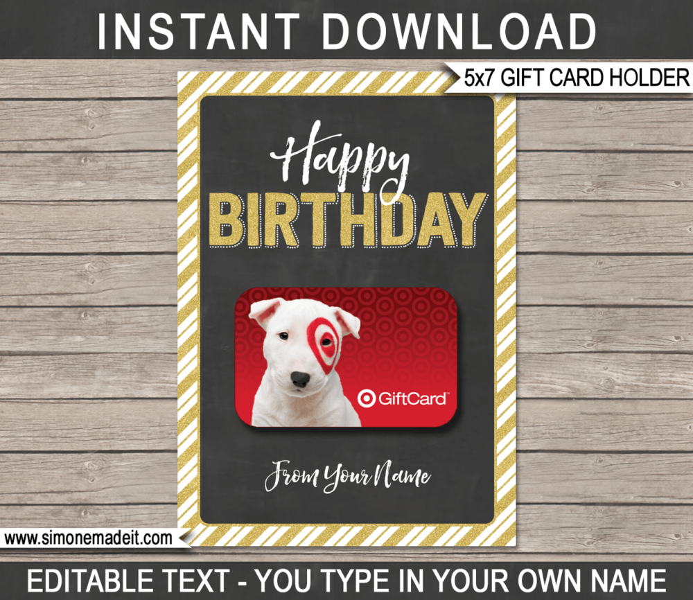 Printable Birthday Gift Card Holder Template for Birthday gift cards | Last minute birthday gift | Starbucks, Amazon, Target, Walmart, Visa | DIY Editable & Printable Template | Instant Download via giftsbysimonemadeit.com