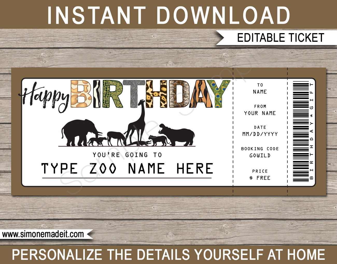 Free Printable Zoo Ticket Template Printable Word Searches