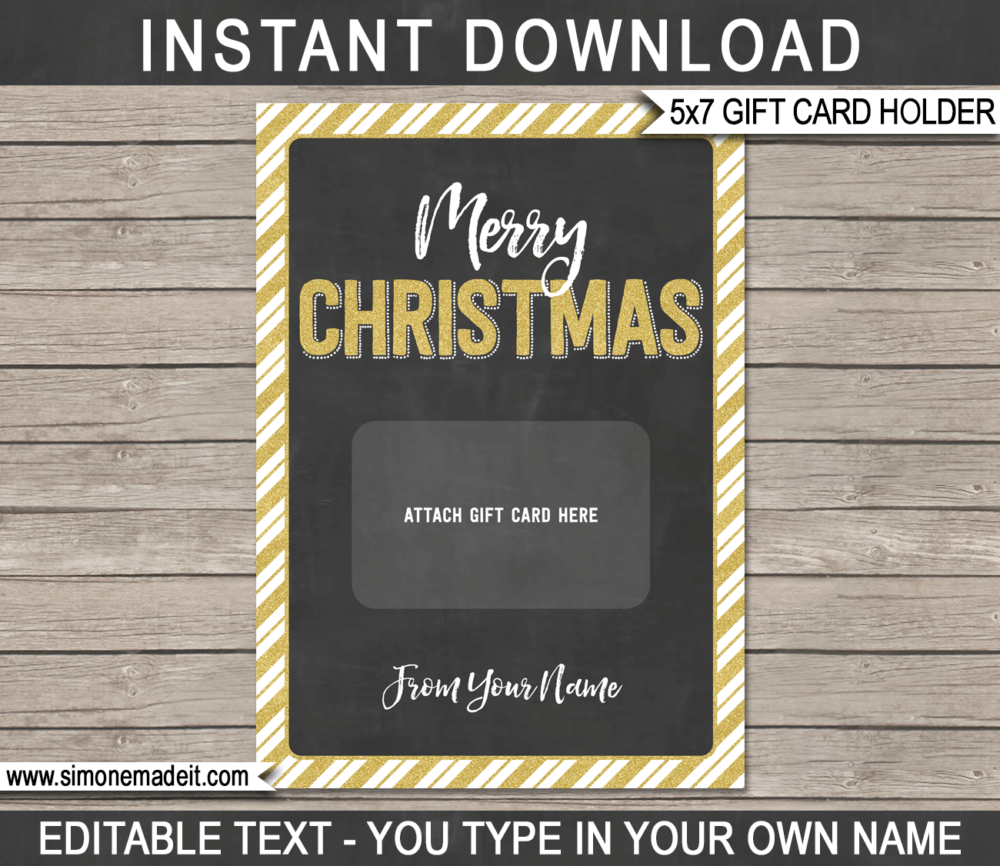 Printable Christmas Gift Card Holder Template for Christmas gift cards | Last minute xmas gift | Starbucks, Amazon, Target, Walmart, Visa | DIY Editable & Printable Template | Instant Download via giftsbysimonemadeit.com