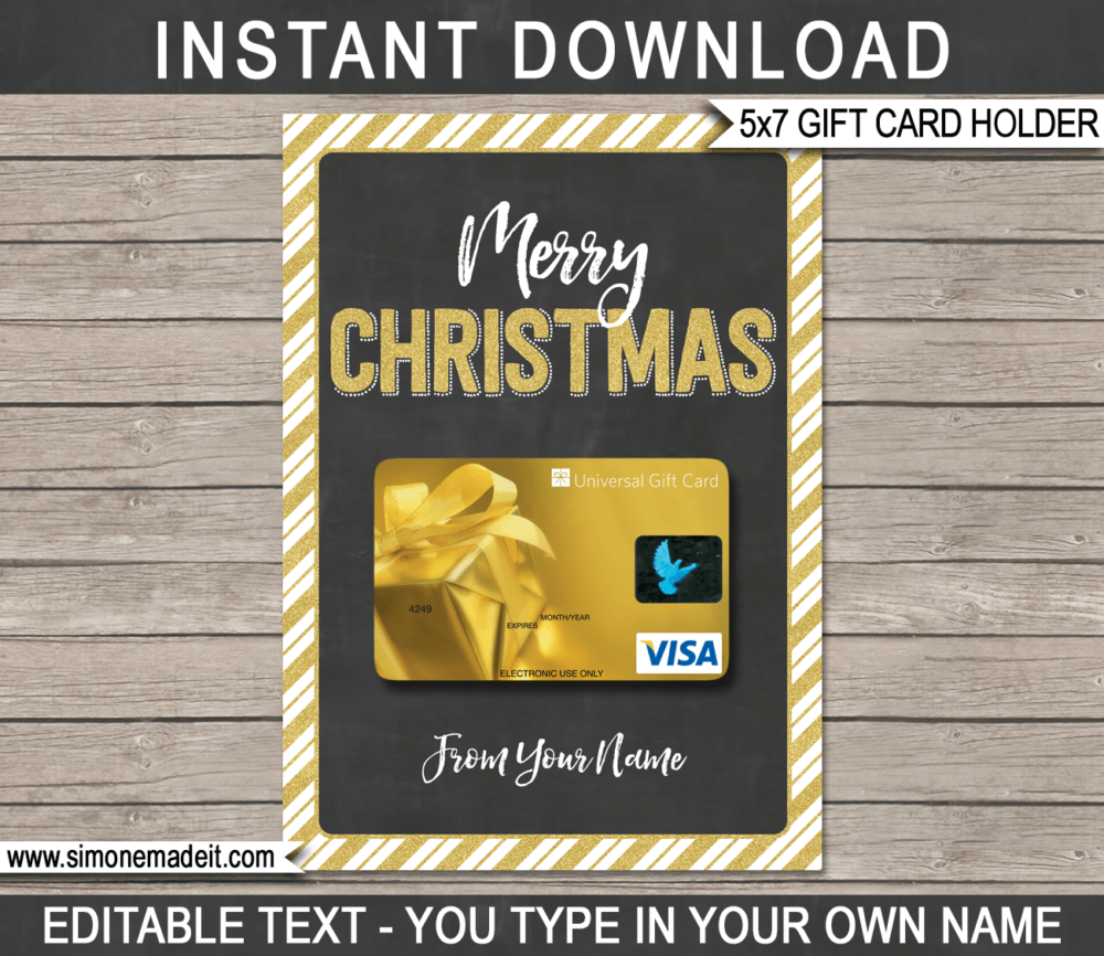 Printable Christmas Gift Card Holder Template for Christmas gift cards | Last minute xmas gift | Starbucks, Amazon, Target, Walmart, Visa | DIY Editable & Printable Template | Instant Download via giftsbysimonemadeit.com