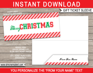 Printable Christmas Gift Ticket Sleeve Template for Christmas sports gift tickets or game tickets or gift vouchers or money | DIY Editable & Printable Template | INSTANT DOWNLOAD via giftsbysimonemadeit.com