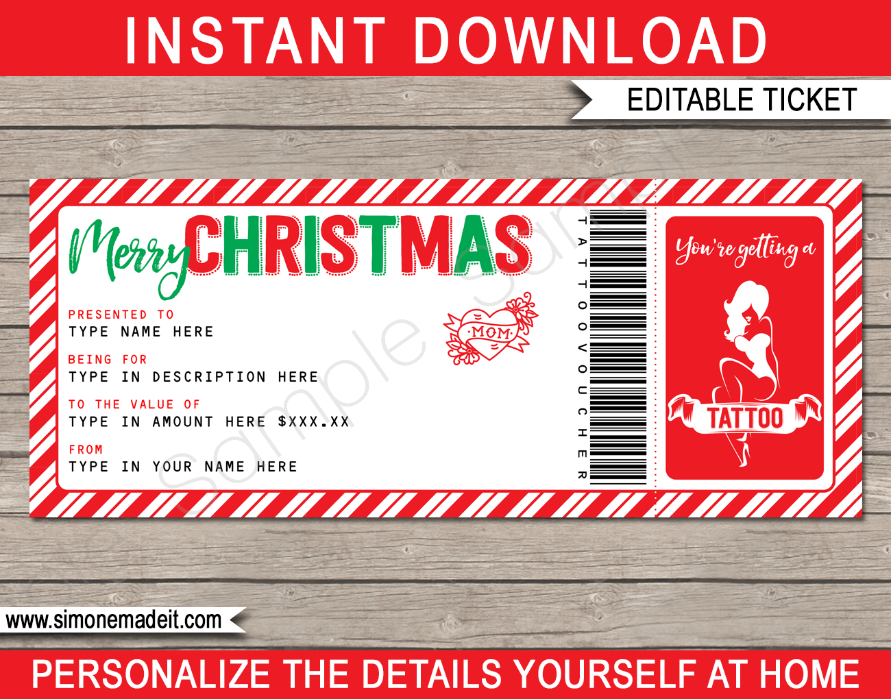 Christmas Tattoo Gift Vouchers Inside Christmas Gift Certificate Template Free Download