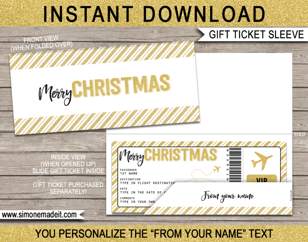 Christmas Gift Certificate Gold Glitter