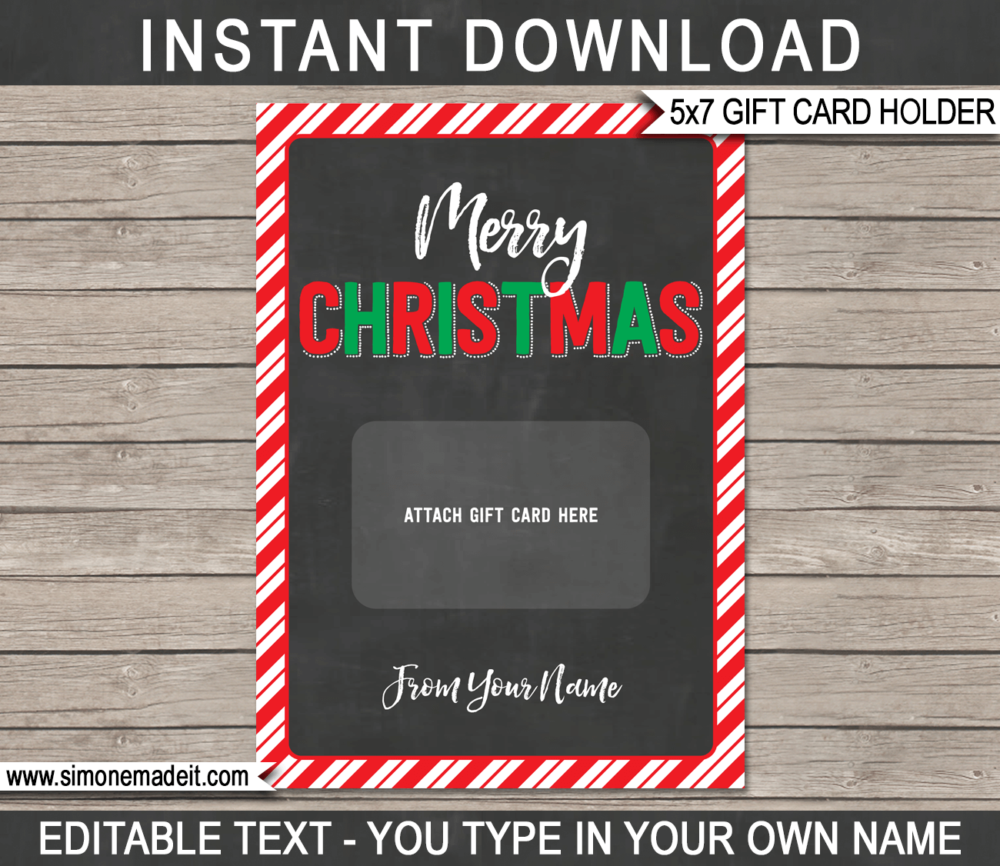 Printable Christmas Gift Card Holder Template for Christmas gift cards | Last minute xmas gift | Starbucks, Amazon, Target, Walmart, Visa | DIY Editable & Printable Template | Instant Download via giftsbysimonemadeit.com