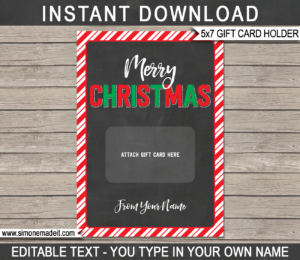 Printable Christmas Gift Card Holder Template for Christmas gift cards | Last minute xmas gift | Starbucks, Amazon, Target, Walmart, Visa | DIY Editable & Printable Template | Instant Download via giftsbysimonemadeit.com