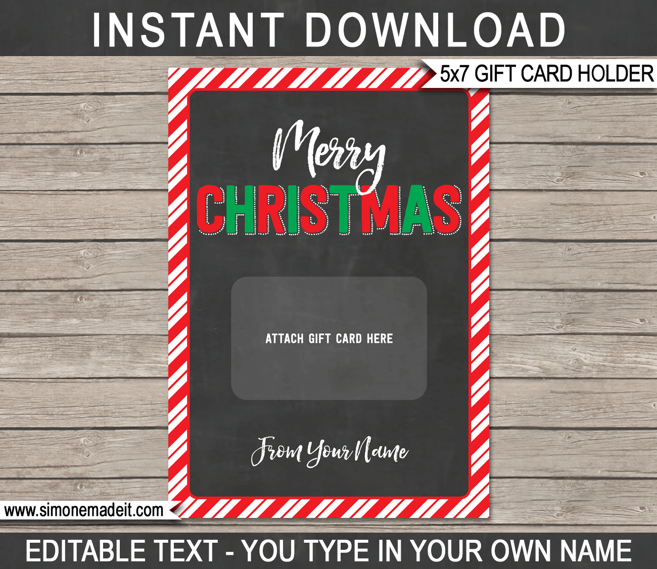 Printable Christmas Gift Card Holder Template