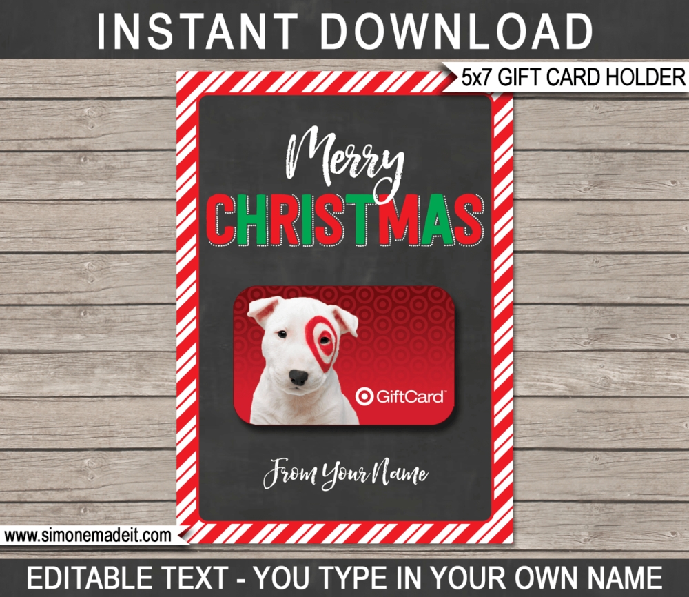 Printable Christmas Gift Card Holder Template for Christmas gift cards | Last minute xmas gift | Starbucks, Amazon, Target, Walmart, Visa | DIY Editable & Printable Template | Instant Download via giftsbysimonemadeit.com