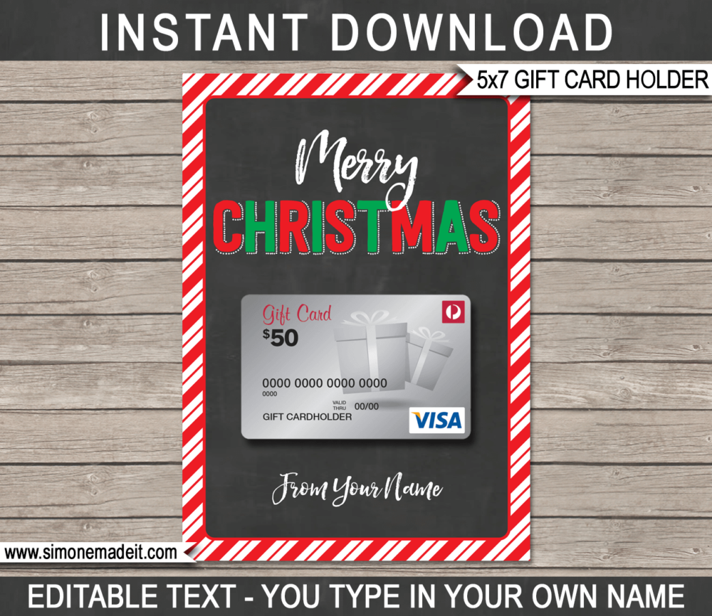 Printable Christmas Gift Card Holder Template for Christmas gift cards | Last minute xmas gift | Starbucks, Amazon, Target, Walmart, Visa | DIY Editable & Printable Template | Instant Download via giftsbysimonemadeit.com