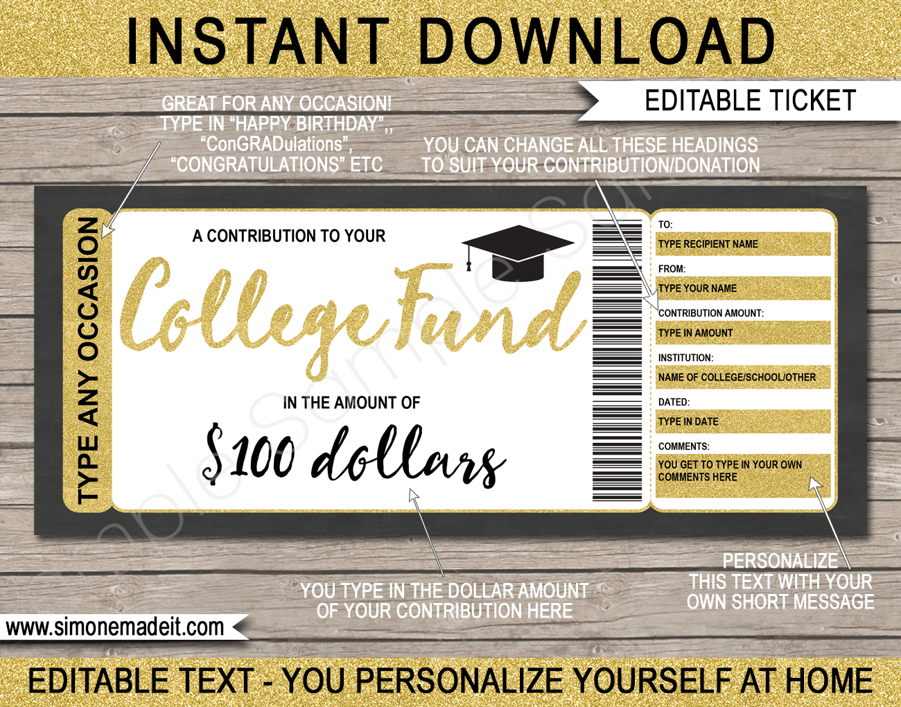 Printable College Savings Fund Gift Certificate Template With Regard To Graduation Gift Certificate Template Free