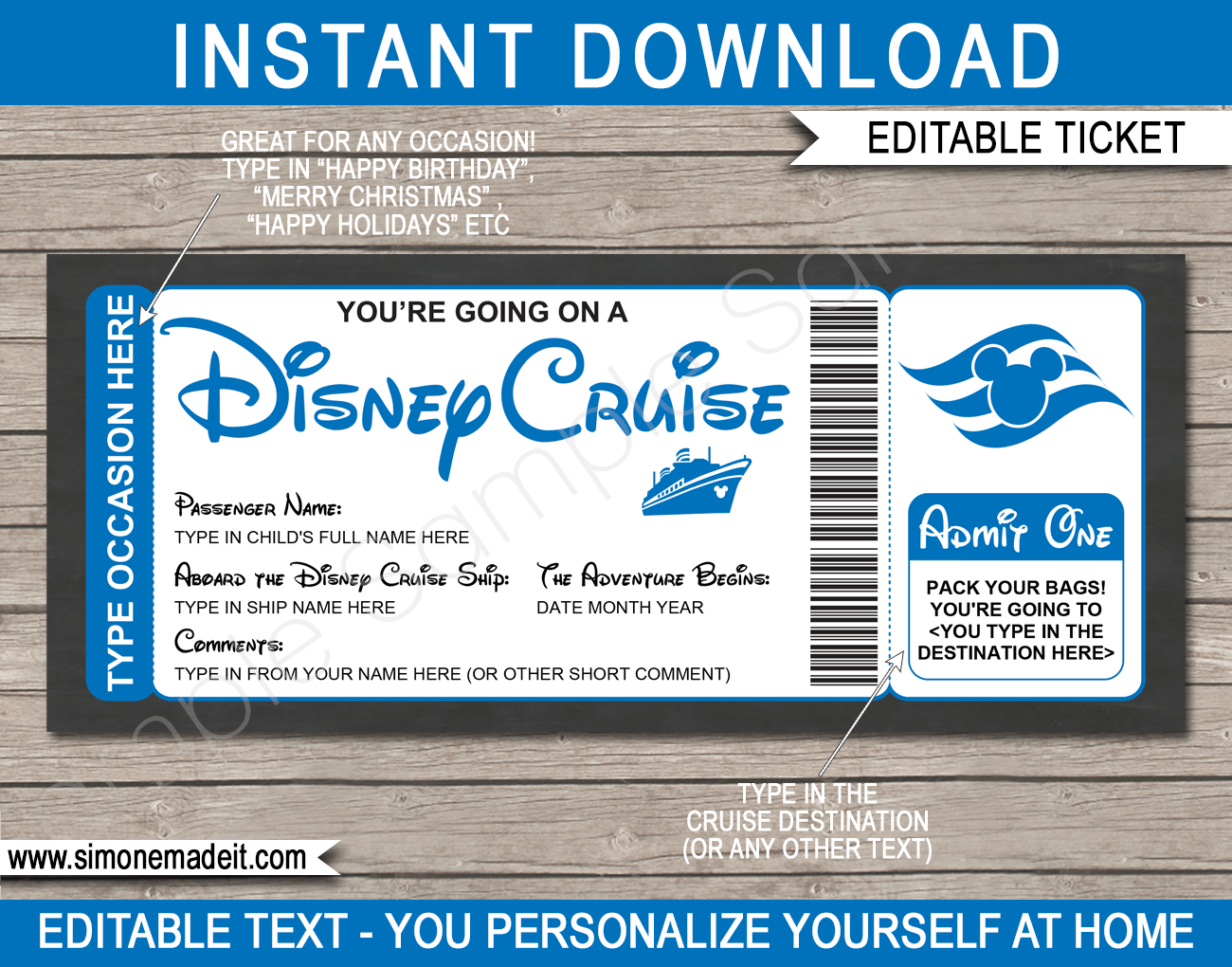Surprise Disney Cruise Boarding Pass Template Printable Disney Cruise