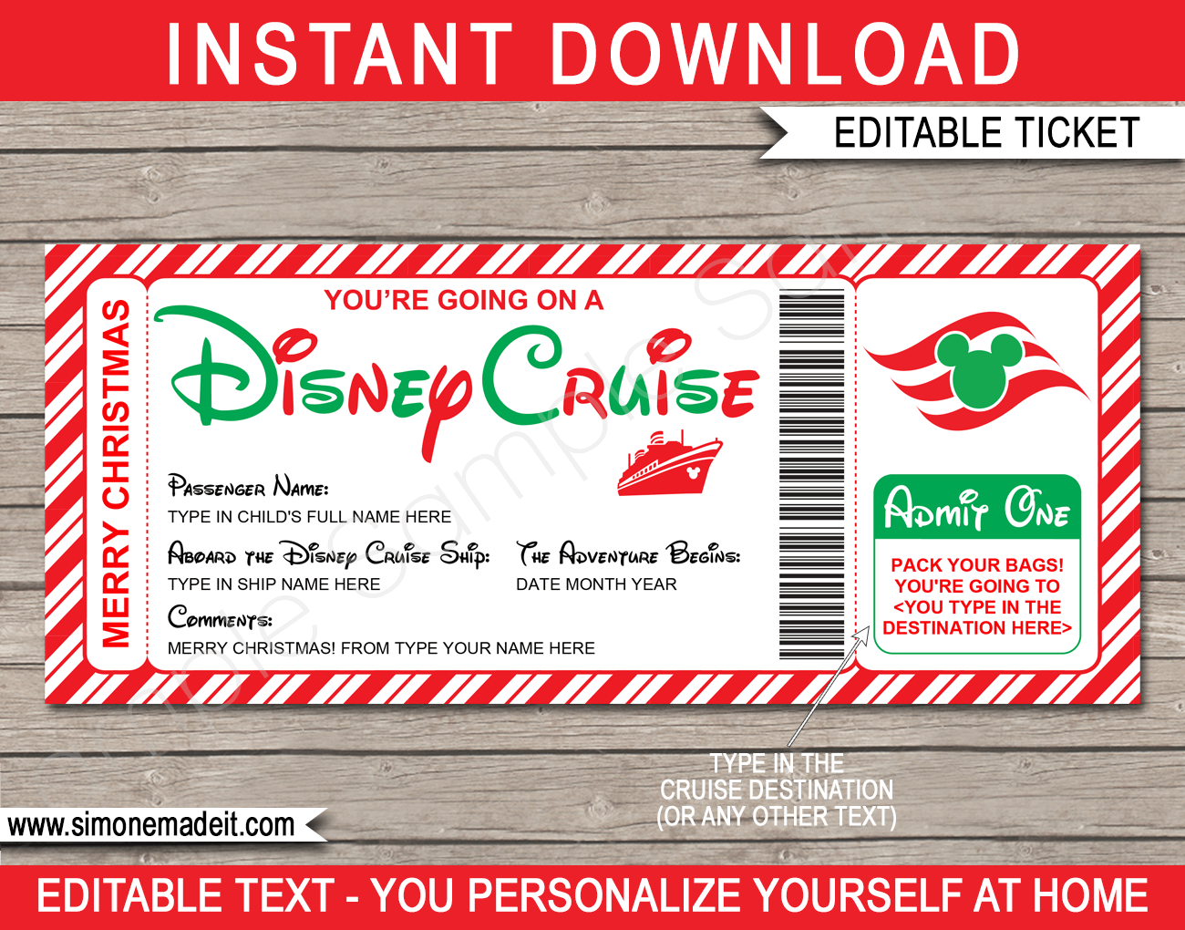 Disney Cruise Holiday Boarding Pass Template Surprise Disney Cruise