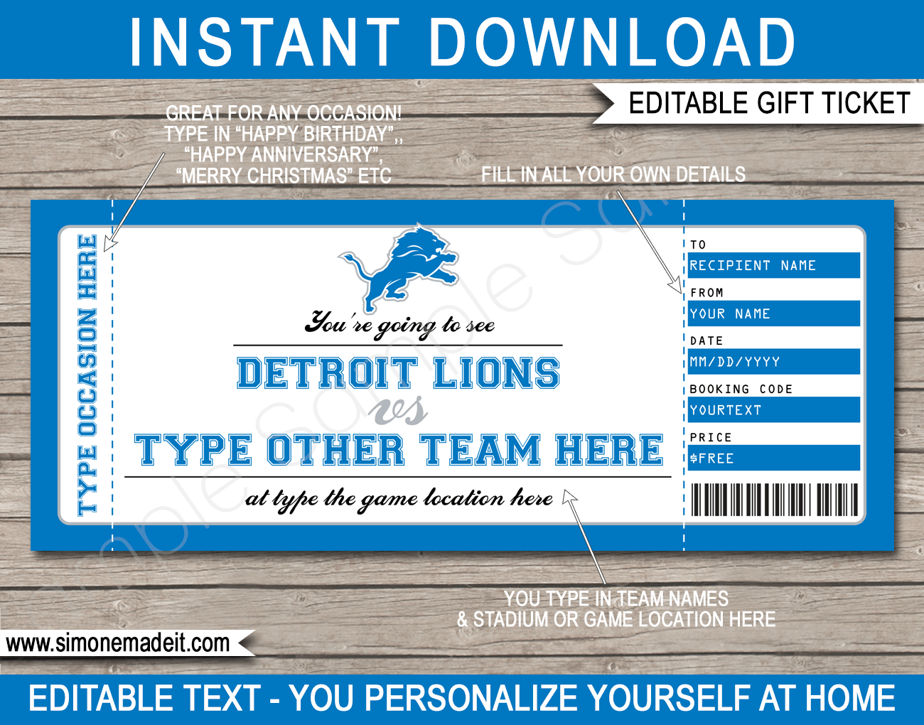 Detroit Lions Water Bottle Wrappers