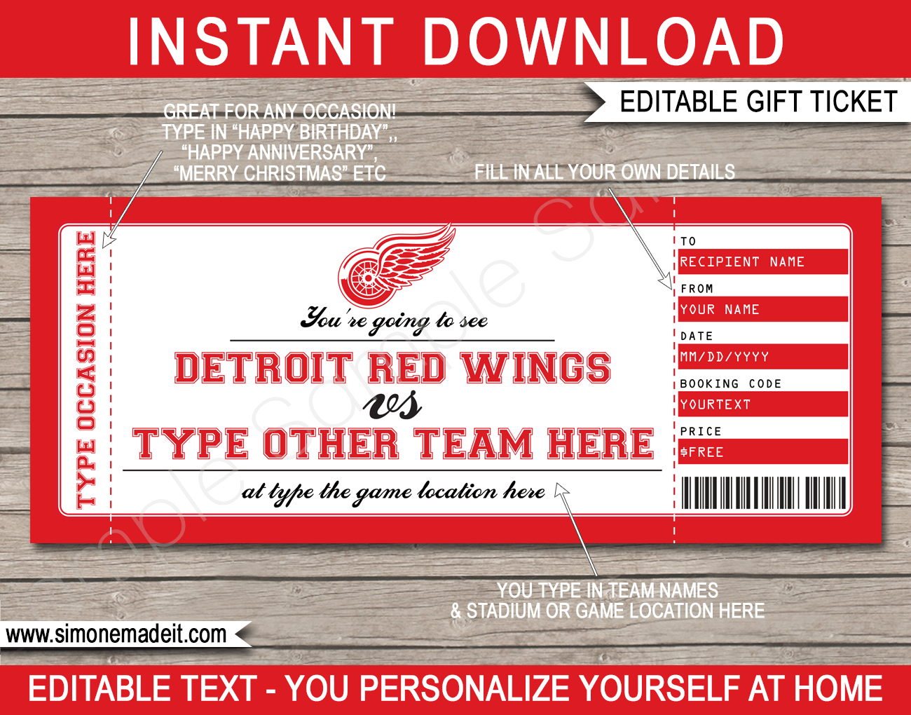 Tickets, Detroit Red Wings