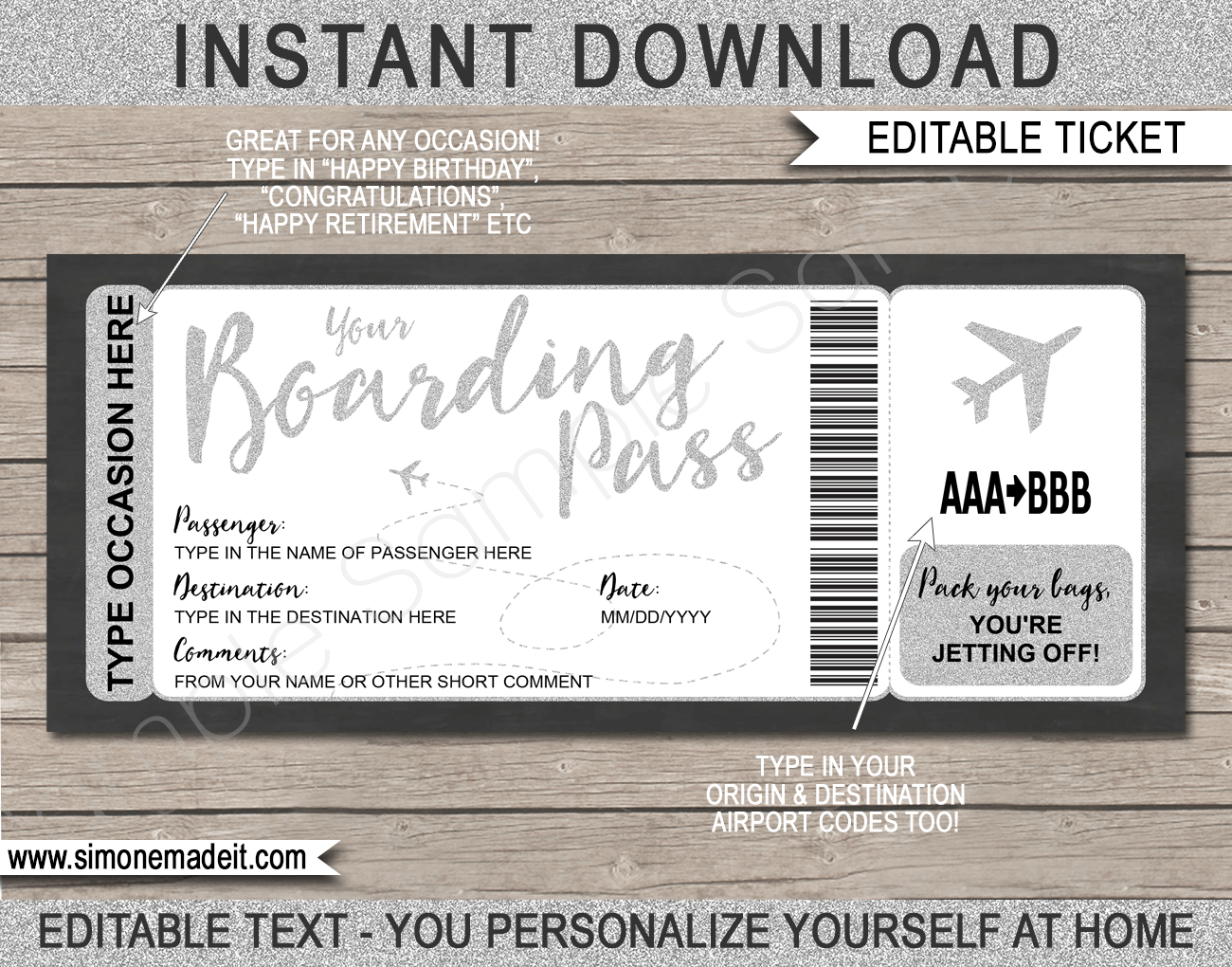 Editable Free Printable Airline Ticket Template For Gift FREE PRINTABLE TEMPLATES