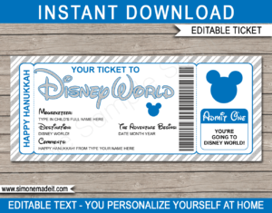 Christmas Disney World Gift Ticket Template