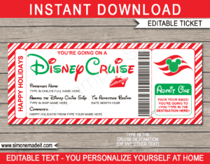 Disney Cruise Holiday Boarding Pass Template | Surprise Disney Cruise Reveal | Printable & Editable Gift Voucher | INSTANT DOWNLOAD via giftsbysimonemadeit.com