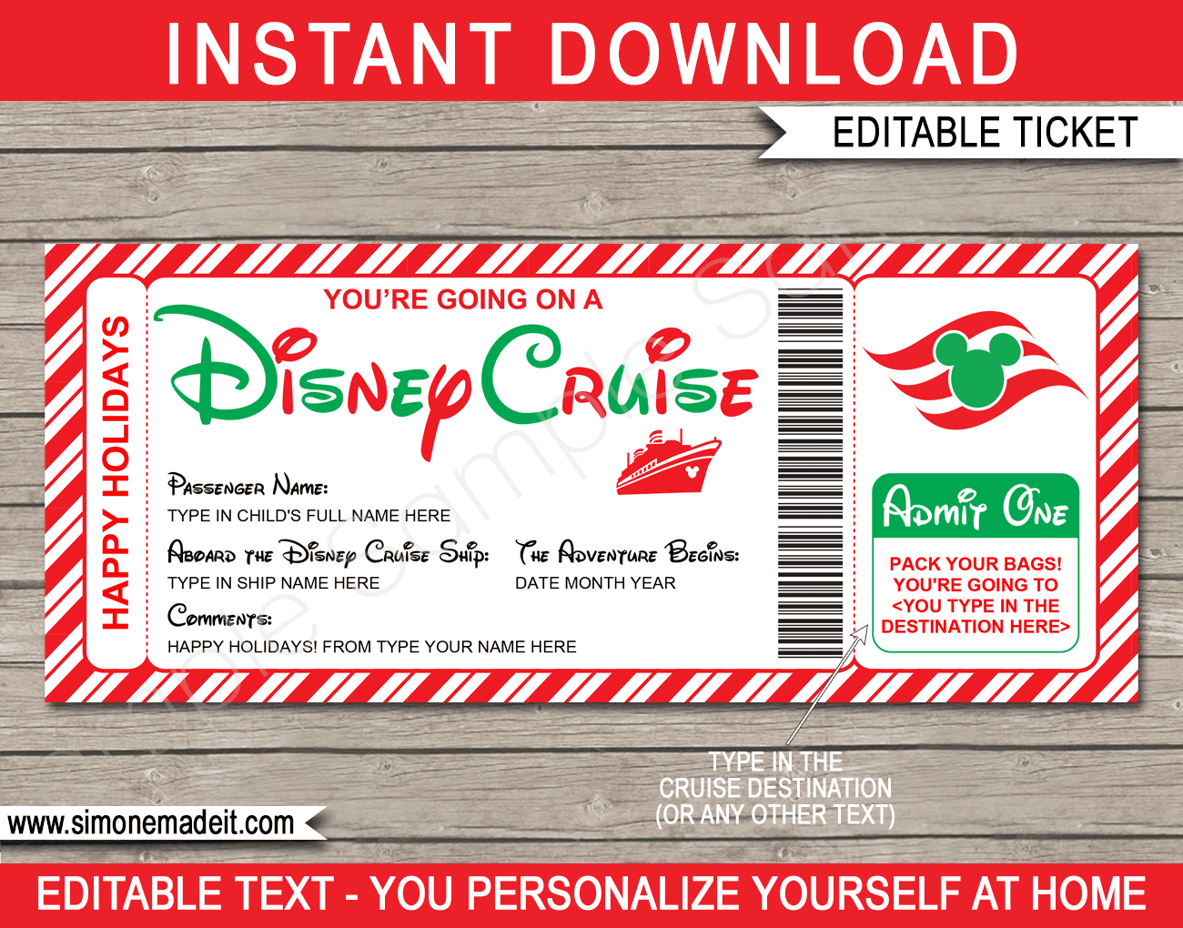 cruise trip gift You Edit Online Surprise Cruise Ticket Download /& Print Printable Cruise Boarding Pass Editable Cruise Boarding Pass