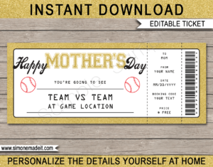 chicago cubs game ticket gift voucher printable surprise baseball tickets