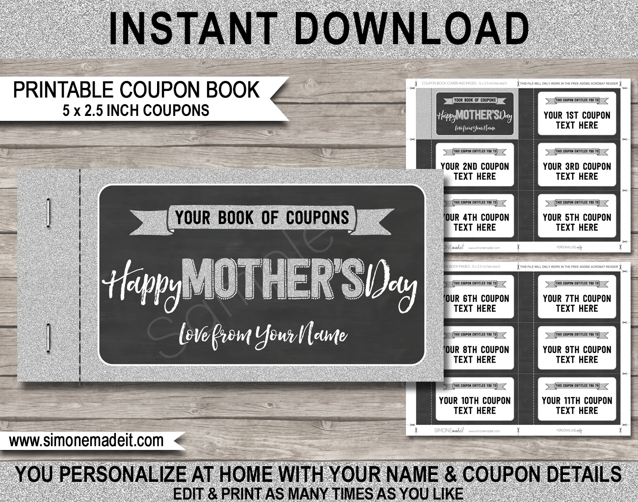 Printable Mother s Day Coupon Book Template DIY Print At Home Coupons