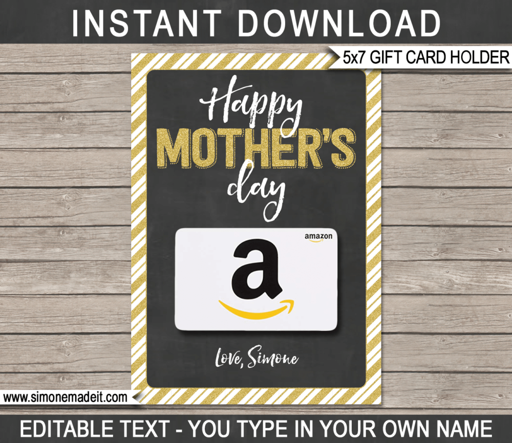Editable Mother's Day Gift Card Holder Template for store bought gift cards | Last minute gift for Mom | Starbucks, Amazon, Target, Walmart, Visa | DIY Editable & Printable Template | Instant Download via giftsbysimonemadeit.com