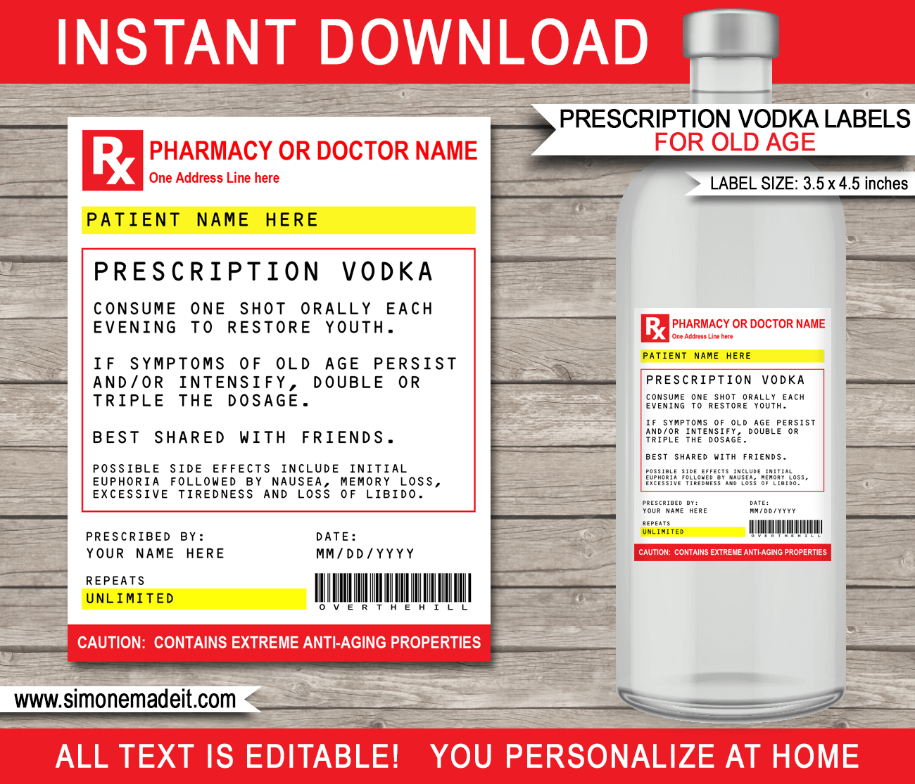 Old Age Prescription Vodka Labels Pertaining To Prescription Labels Template