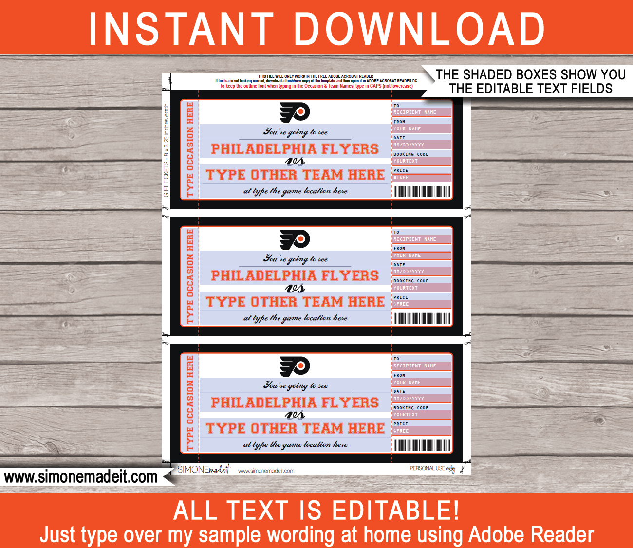 New Jersey Devils Game Ticket Gift Voucher Printable Surprise