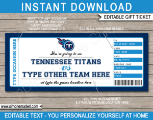 Tennessee Titans Gift Vouchers