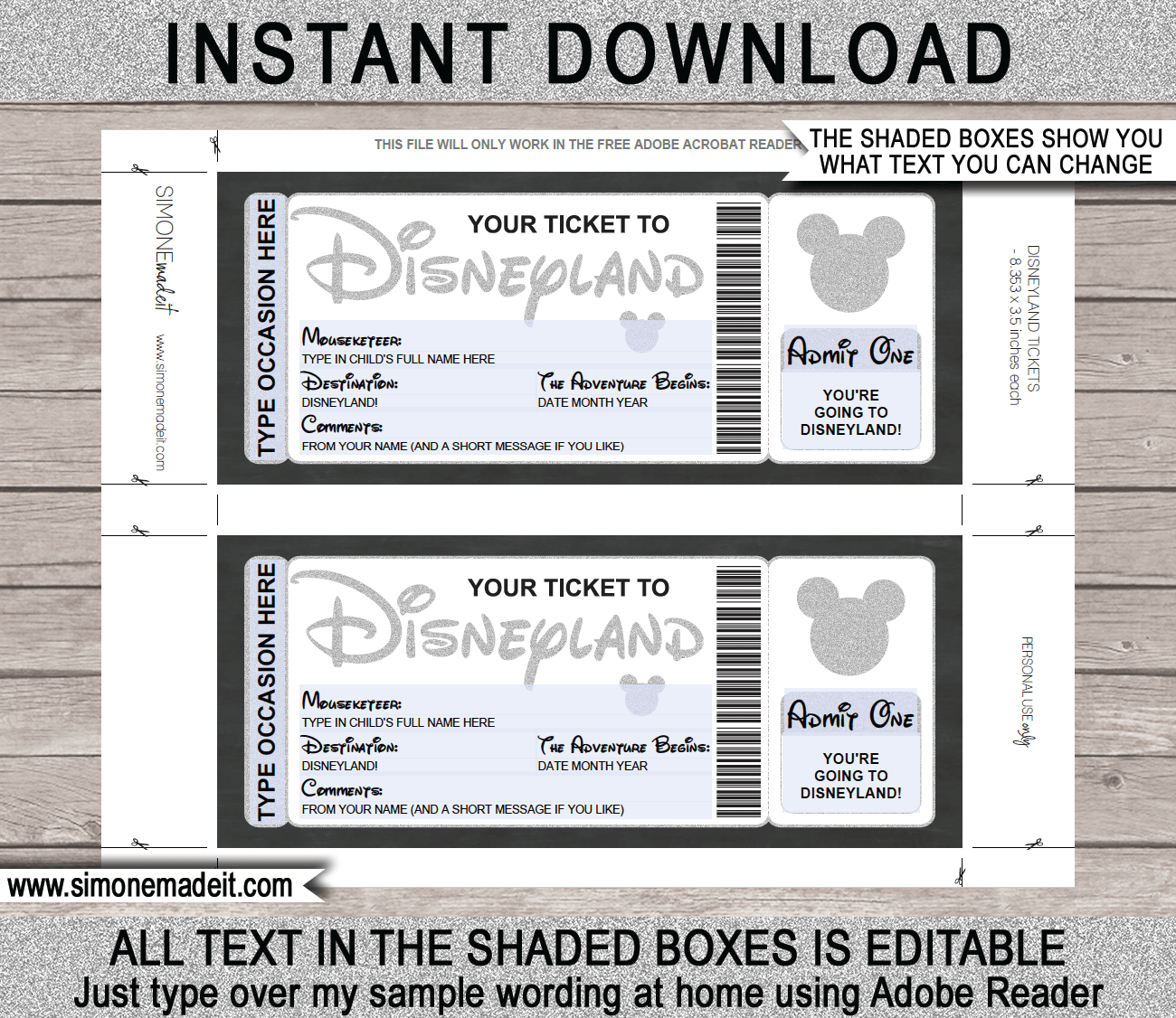 Christmas Disney World Gift Ticket Template