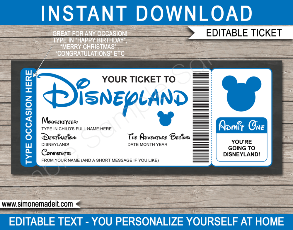 Disneyland Ticket Template