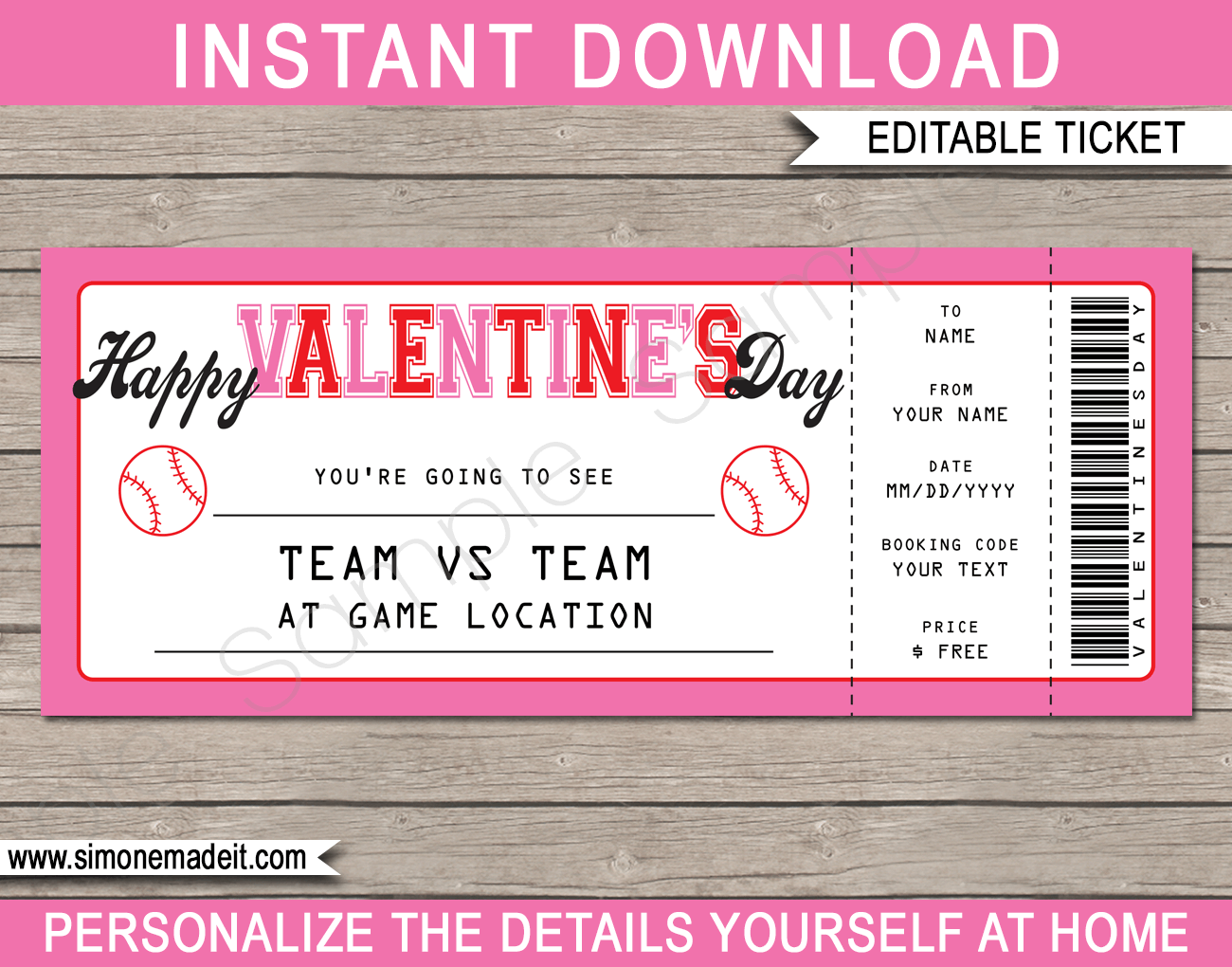 Valentine's Day Baseball Gift Tickets