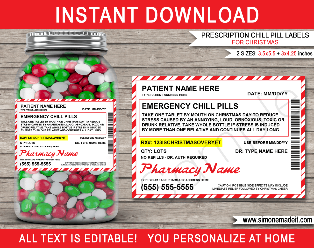 Free Printable Candy Prescription Labels