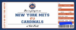 New York Mets Game Ticket Gift Voucher