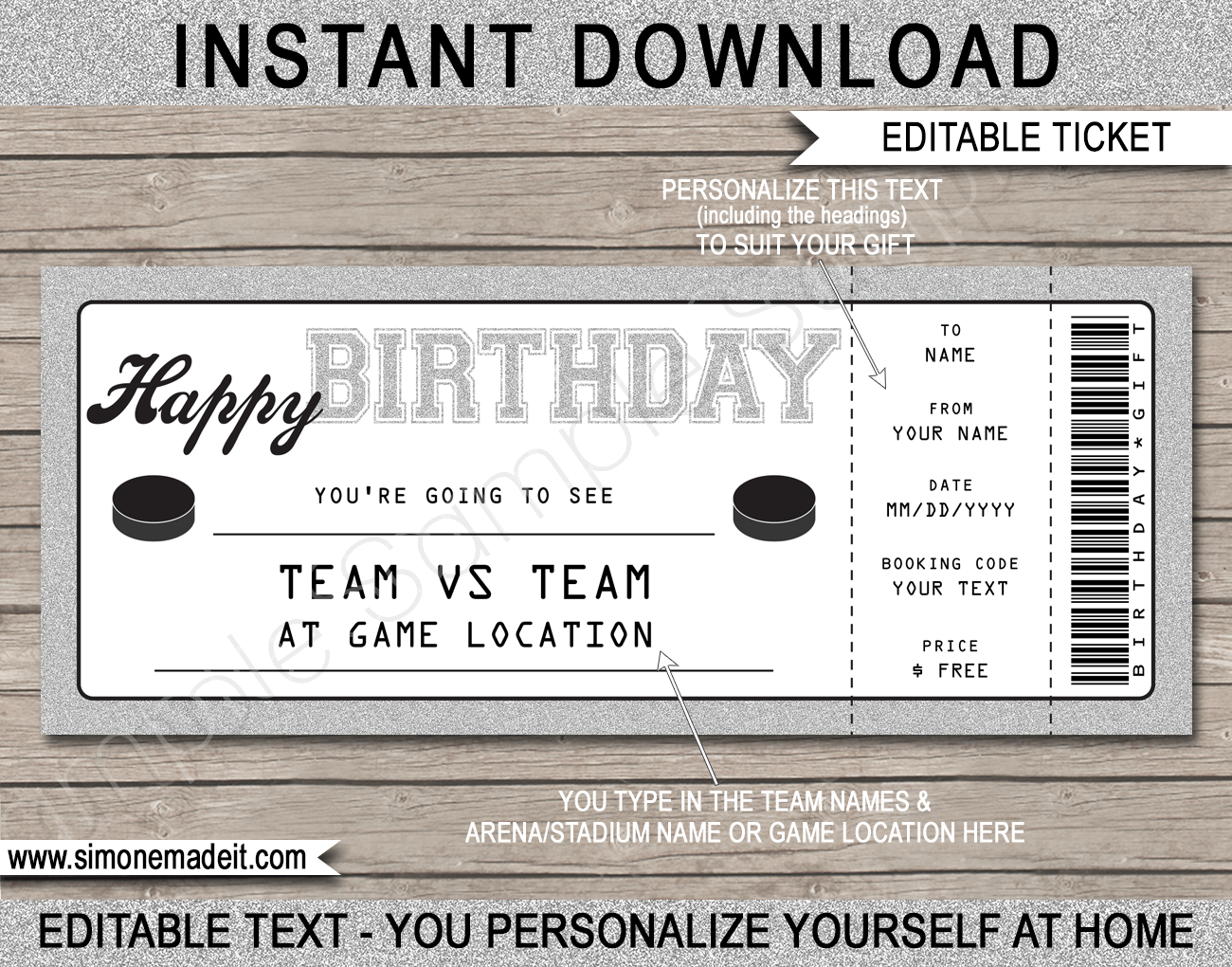 Printable Hockey Ticket Template