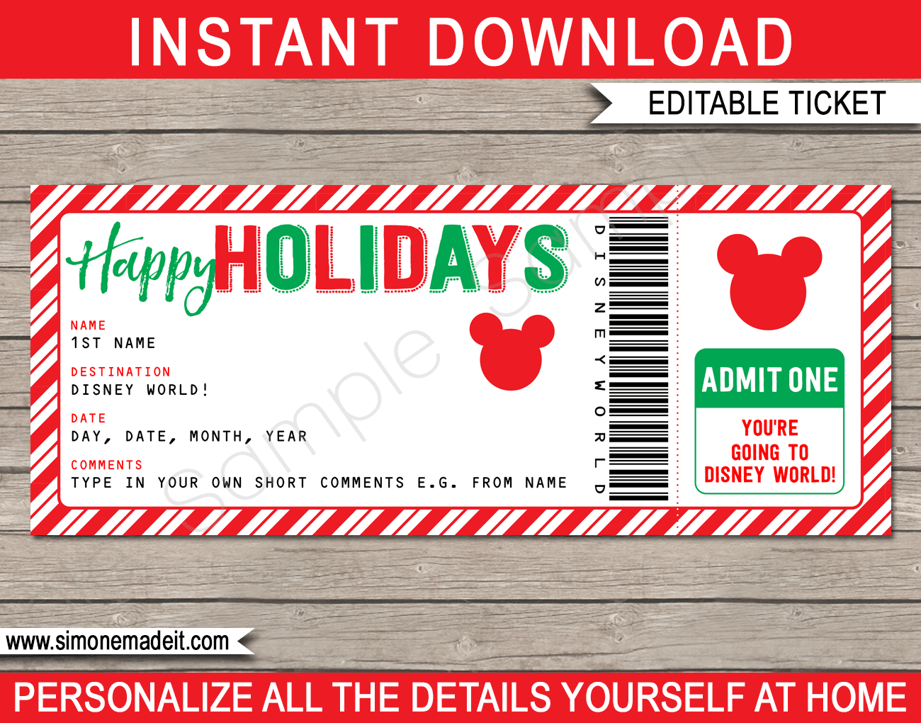 Surprise Trip To Disneyland Disney Worldgift Tickets One Print 