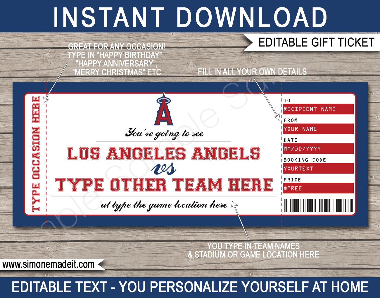 Angels Game Ticket Gift Voucher | Surprise Baseball Tickets