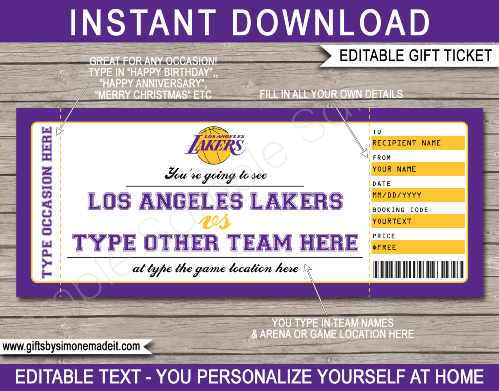 Lakers Ticket Template