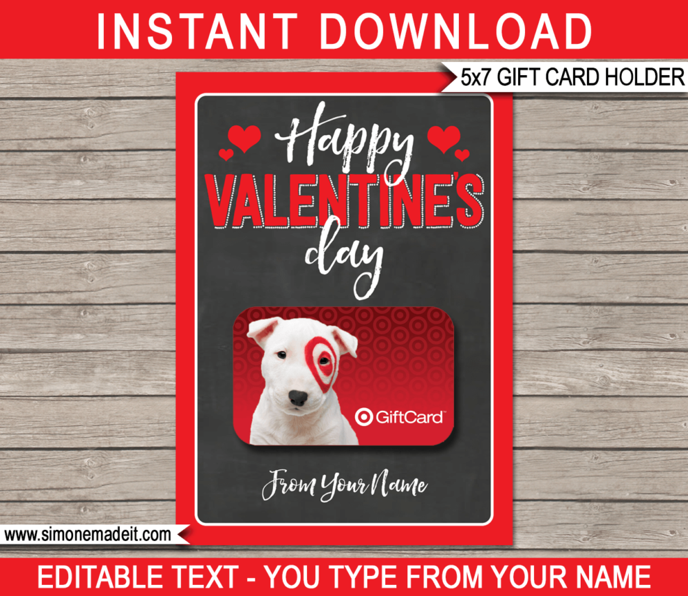 Printable Valentine's Day Gift Card Holder Template | Last minute Gift | DIY Editable Template RED | Gift idea for kids, family, friends, BFF, girlfriend, boyfriend, husband, wife, Mom, Dad | INSTANT DOWNLOAD via giftsbysimonemadeit.com