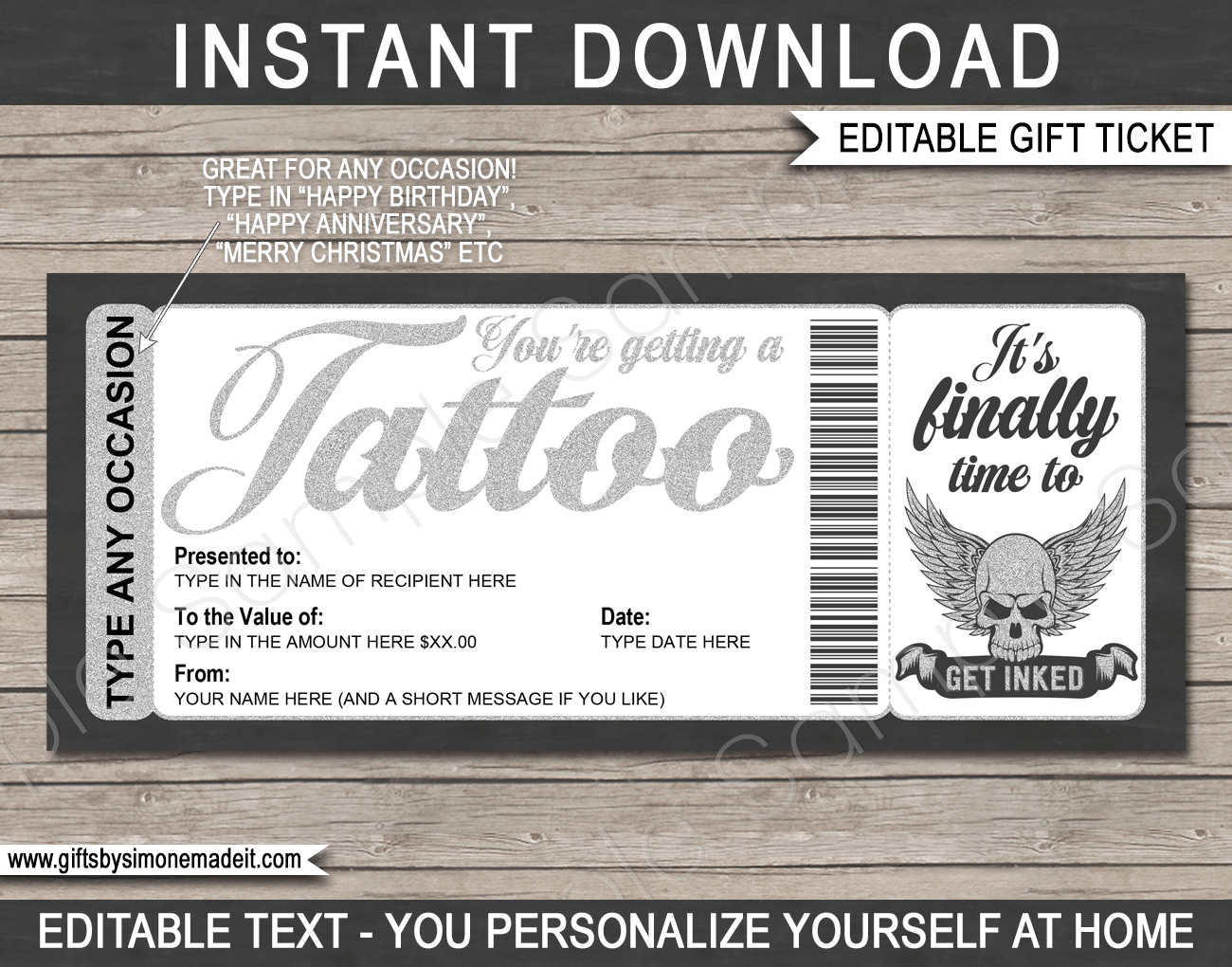 Free Printable Tattoo Gift Certificates Printable Form Templates And 