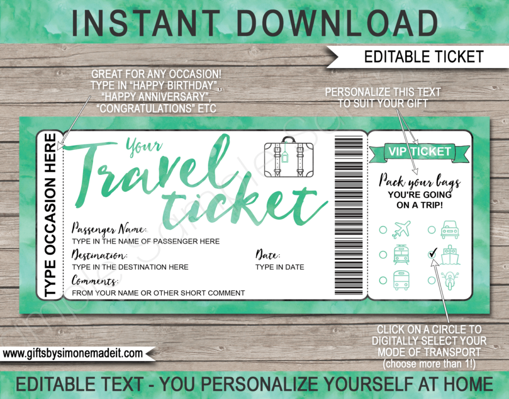 travel ticket gift ideas