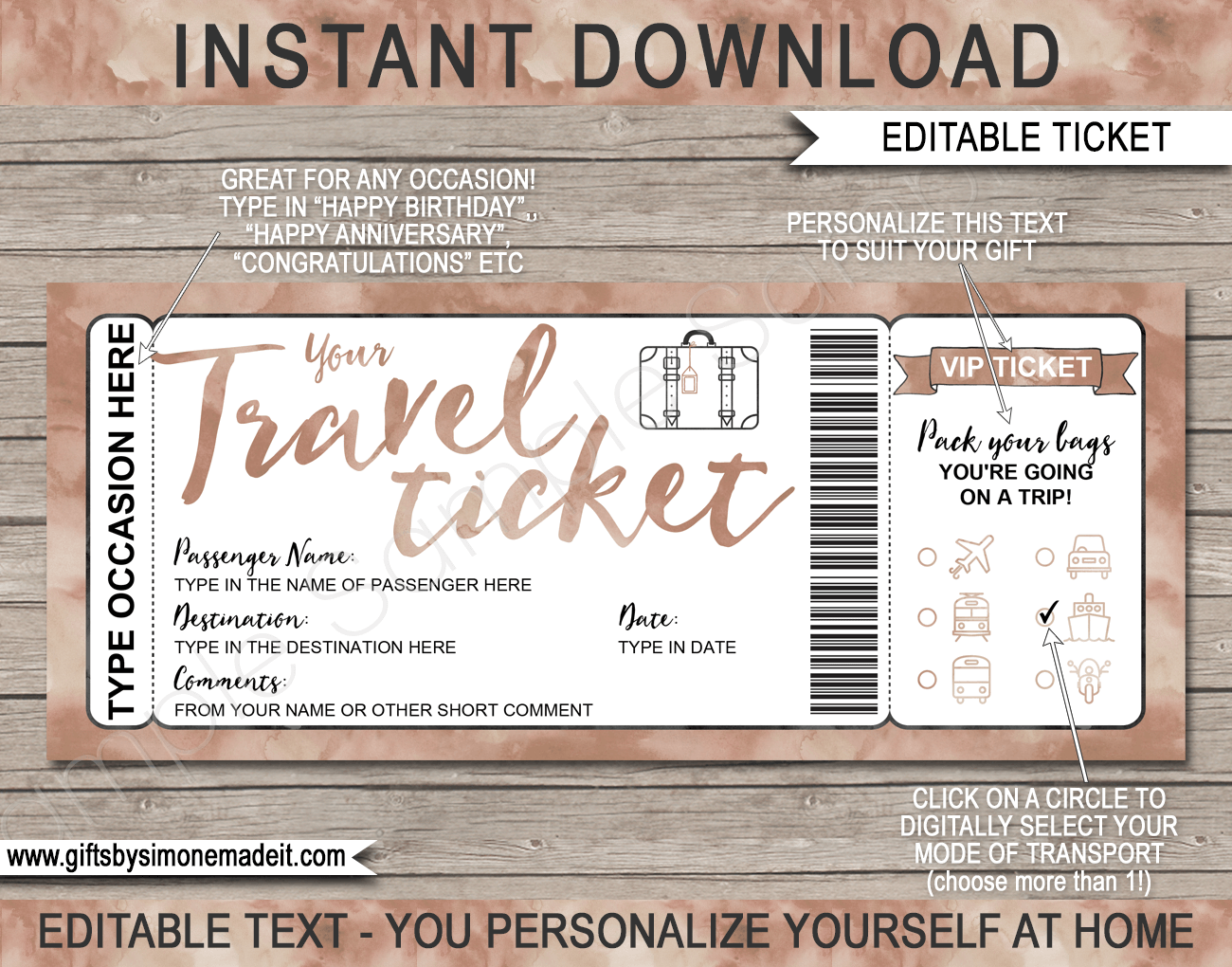 travel ticket template word