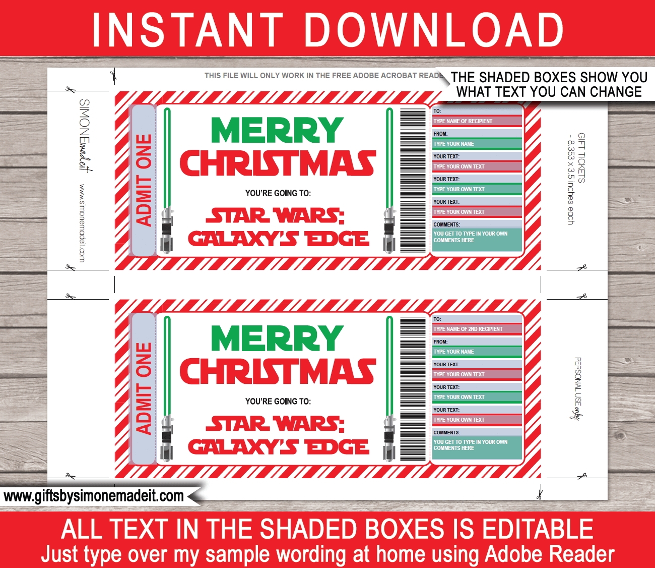 Christmas Star Wars Galaxy's Edge Ticket Gift Voucher