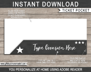 Concert Ticket Gift Pocket Sleeve template for tickets, gift vouchers, certificates, cards or money | DIY Editable & Printable Template | INSTANT DOWNLOAD via giftsbysimonemadeit.com