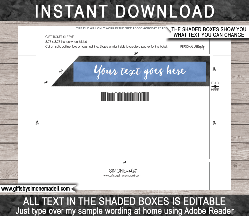 Editable Gift Voucher Pocket Sleeve Template | Printable Envelope / Holder | INSTANT DOWNLOAD via gftsbysimonemadeit.com