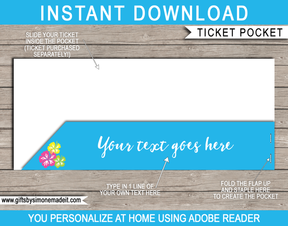 Printable Hawaii Plane Ticket Jacket Template | Surprise Trip Boarding Pass Sleeve, Envelope, Holder | Vacation Reveal Gift Idea | DIY Editable Text | INSTANT DOWNLOAD via giftsbysimonemadeit.com