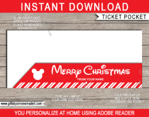 Christmas Disney Ticket Sleeve Template | Gift Voucher Pocket | Envelope Holder | INSTANT DOWNLOAD via giftsbysimonemadeit.com